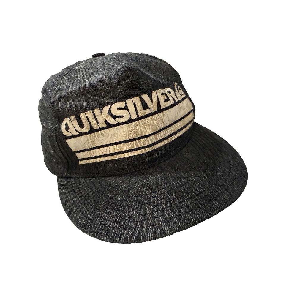 Y2K Quiksilver Camp Hat Y2K Gray Surf Skate Streetwear Snapback Crack‎ Fader